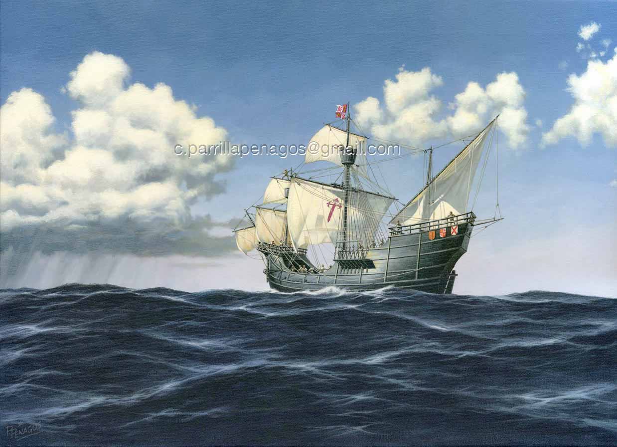 Primus Circumdedisti me. Pintura de la nao Victoria de Juan Sebastián Elcano