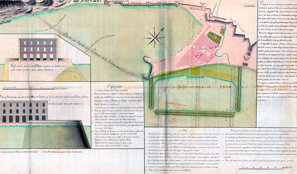 Puerto de Barcelona antes de la construcción del nuevo espigón. 
