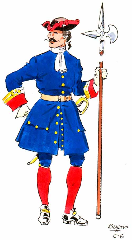 Sargento de infantería de marina español de 1710.