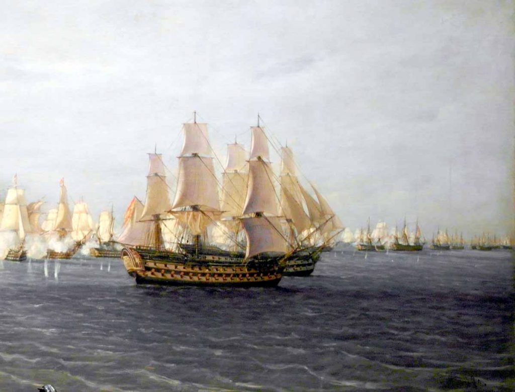 Detalle del cuadro "La batalla de Trafalgar"