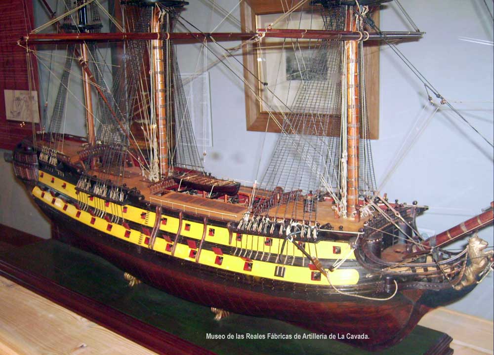 Modelo del navío San Juan Nepomuceno. Museo de las Reales Fábricas de Artillería de La Cavada (Cantabria).